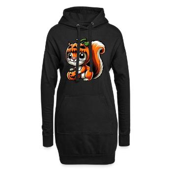 Mignon Halloween écureuil citrouille dessin animé - Sweat-shirt à capuche long Femme - noir - Devant