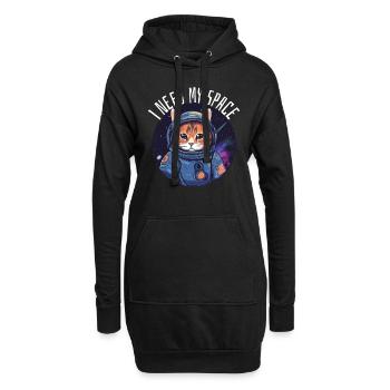 Chat J’ai besoin de mon chat d’astronomie de jeu de mots spatial - Sweat-shirt à capuche long Femme - noir - Devant