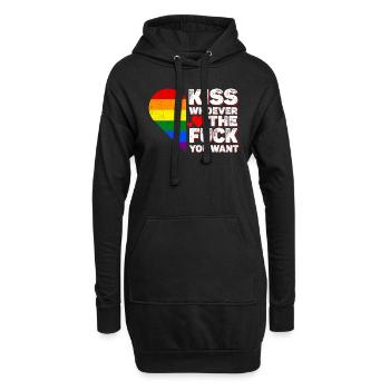 Embrasse qui tu veux - LGBTQ+ - Sweat-shirt à capuche long Femme - noir - Devant