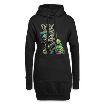 Zebra mit Sonnenbrille Bunt Coole Zebras Afrika - Hoodie-Kleid - Schwarz - Vorne