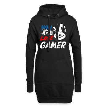 Win or Lose Gamer - Hoodie-Kleid - Schwarz - Vorne