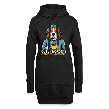 Bonjour très mince glace drôle beagle - Sweat-shirt à capuche long Femme - noir - Devant