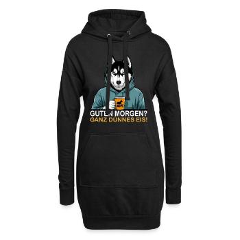 Guten Morgen Ganz Dünnes Eis - Hoodie-Kleid - Schwarz - Vorne