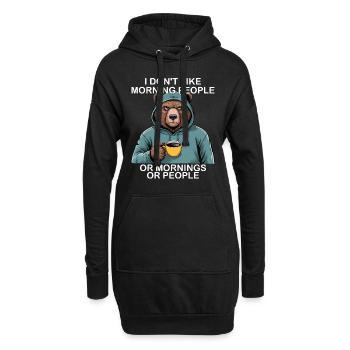 Lustiger Bären-grizzly - Hoodie-Kleid - Schwarz - Vorne