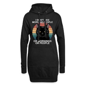 Drôle de chat noir - Sweat-shirt à capuche long Femme - noir - Devant
