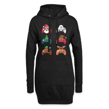 Gamer Weihanchten Gaming Weihnachten Zocken Zocker - Hoodie-Kleid - Schwarz - Vorne