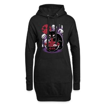 Kawaii Katze Ramen Nudeln Anime Katze - Hoodie-Kleid - Schwarz - Vorne
