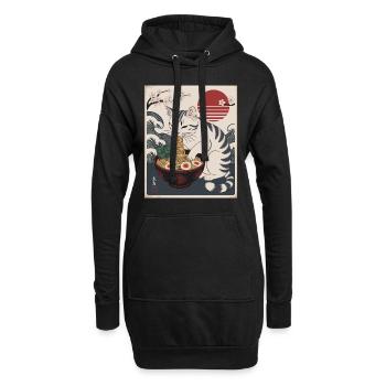 Kawaii Katze Ramen Nudeln Anime Katze - Hoodie-Kleid - Schwarz - Vorne
