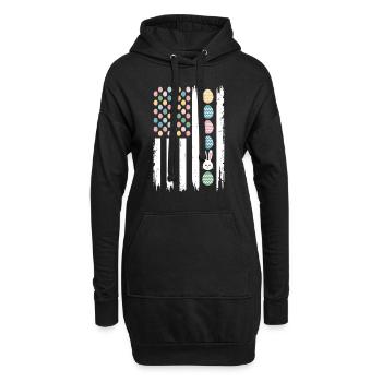 Easter Eggs Bunnies American Flag - Hoodie Dress - black - Front