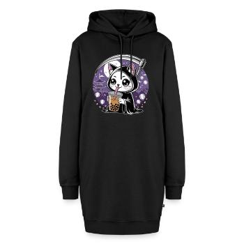 Sensenmann Anime Katze Kirschblüte - Hoodie-Kleid - Schwarz - Vorne