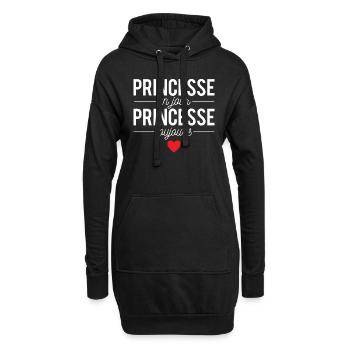Princesse Un Jour Princesse Toujours Femme Humour - Sweat-shirt à capuche long Femme - noir - Devant