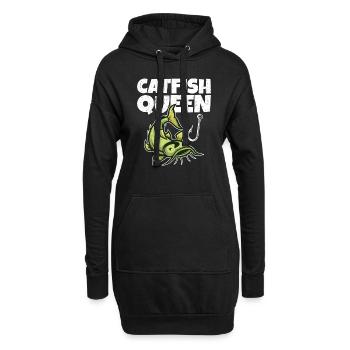 Wels Catfish Queen Fischerin Anglerin - Hoodie-Kleid - Schwarz - Vorne