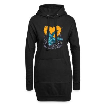 Baleine-amour-océan-animal - Sweat-shirt à capuche long Femme - noir - Devant
