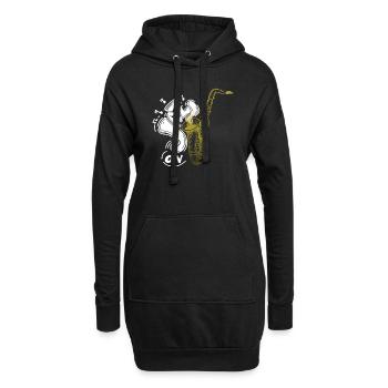 Musique Retro Blues Play Saxophone-jazz - Sweat-shirt à capuche long Femme - noir - Devant