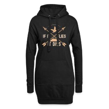 Quand il vole, il meurt en chasse aux oiseaux - Sweat-shirt à capuche long Femme - noir - Devant