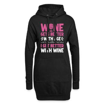 Le vin s’améliore avec l’âge Toast au vin - Sweat-shirt à capuche long Femme - noir - Devant