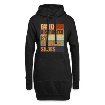 Abgelenkt durch Laufschuhe - Läufer Laufen Runner - Hoodie-Kleid - Schwarz - Vorne