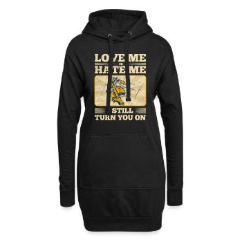 Drôle d’électricien haute tension disant électricité - Sweat-shirt à capuche long Femme - noir - Devant