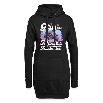 Mädchen Mögen Monstertrucks Auch Mädchen Monster - Hoodie-Kleid - Schwarz - Vorne