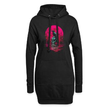 Gothique Crâne Rouge Lune Black Crow - Sweat-shirt à capuche long Femme - noir - Devant