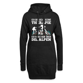 Brauche Keine Therapie Alpen Alpenüberquerung - Hoodie-Kleid - Schwarz - Vorne
