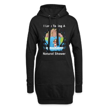 Frau unter Wasserfall - Natürliche Dusche - Hoodie-Kleid - Schwarz - Vorne