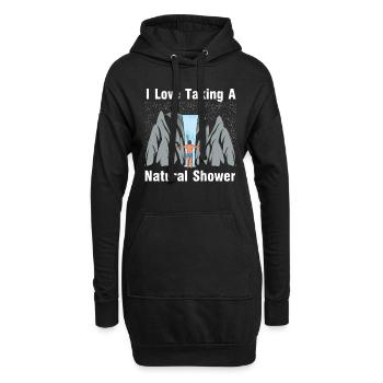 Mann unter Wasserfall - Natürliche Dusche - Hoodie-Kleid - Schwarz - Vorne