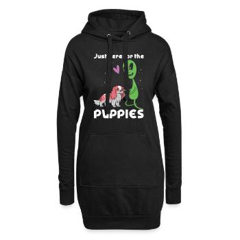 Seulement ici pour les chiots d’extraterrestres - Sweat-shirt à capuche long Femme - noir - Devant