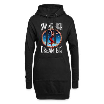 Trapezkünstler Zirkus-Artist Akrobatik - Hoodie-Kleid - Schwarz - Vorne
