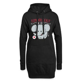 14. Februar Valentinstags-Geschenk Süsser Elefant - Hoodie-Kleid - Schwarz - Vorne