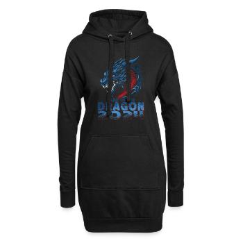 Traditioneller Japanischer Drache Der Blaue Drache - Hoodie-Kleid - Schwarz - Vorne