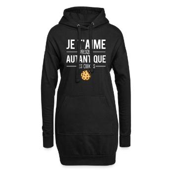 Je t'aime presque autant que les cookies humour - Sweat-shirt à capuche long Femme - noir - Devant
