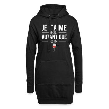 Je t'aime presque autant que le vin apéro humour - Sweat-shirt à capuche long Femme - noir - Devant