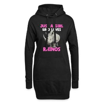 Just A Girl Who Loves Rhinos - Hoodie-Kleid - Schwarz - Vorne