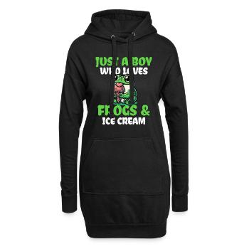 Juste un garçon qui aime les grenouilles et la crème glacée - Sweat-shirt à capuche long Femme - noir - Devant