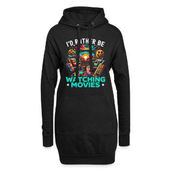 Zitat „filmkino-liebhaber-popcorn-film Ansehen“ - Hoodie-Kleid - Schwarz - Vorne