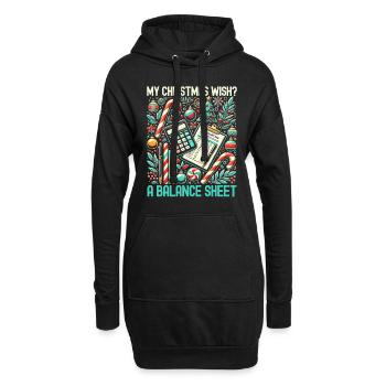 Lustiger Weihnachtsbuchhalter Weihnachtsmann - Hoodie-Kleid - Schwarz - Vorne
