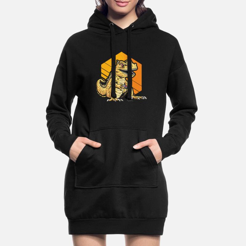 Games Controller Gaming Rex Dino with Controller Hoodie Dress