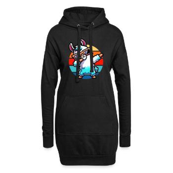 Dabbing Llama Vintage Sunset - Hoodie-Kleid - Schwarz - Vorne
