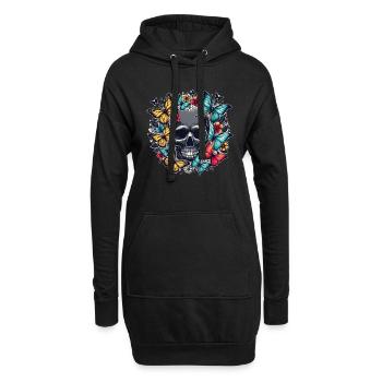 Conception de papillon de crâne - Sweat-shirt à capuche long Femme - noir - Devant