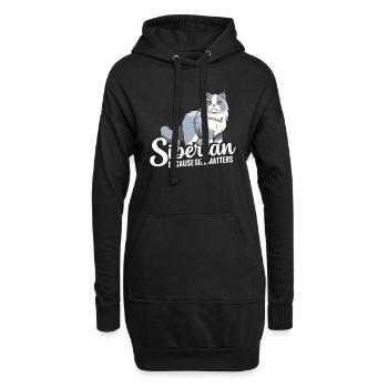 Sibirische Katze: Weil Es Auf Die Größe Ankommt - Hoodie-Kleid - Schwarz - Vorne