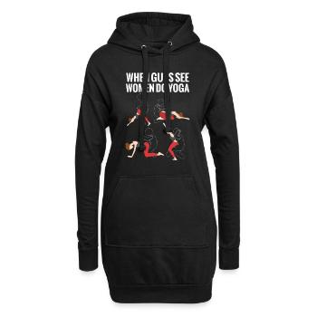 Quand les garçons voient comment les femmes font du yoga, - Sweat-shirt à capuche long Femme - noir - Devant