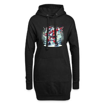 Joyeux Noël Cool Père Noël Ho ! HO! - Sweat-shirt à capuche long Femme - noir - Devant