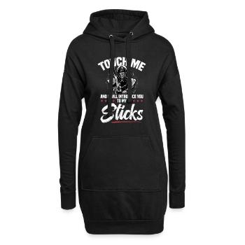 Touche-moi et je te donnerai mes bâtons - Sweat-shirt à capuche long Femme - noir - Devant