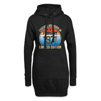 Legends Are Born In February 1971 Limited Edition - Hoodie-Kleid - Schwarz - Vorne