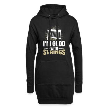 Ich Bin Gut Mit Saiten - Hoodie-Kleid - Schwarz - Vorne