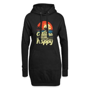 Catalina Island, Auf Der Jede Stunde Glücklich Ist - Hoodie-Kleid - Schwarz - Vorne