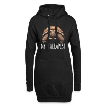 Mon thérapeute Tortue Sulcata - Sweat-shirt à capuche long Femme - noir - Devant