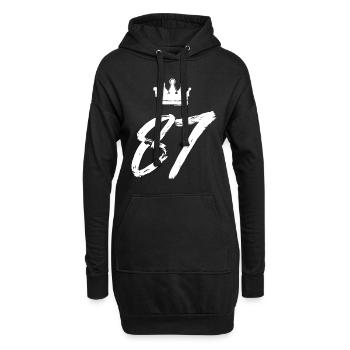 87 Zahl Krone - Hoodie-Kleid - Schwarz - Vorne