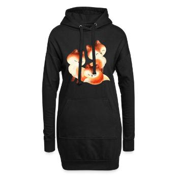 Fuchs Füchse Foxy Waldtier niedlich Rotfuchs süß - Hoodie-Kleid - Schwarz - Vorne